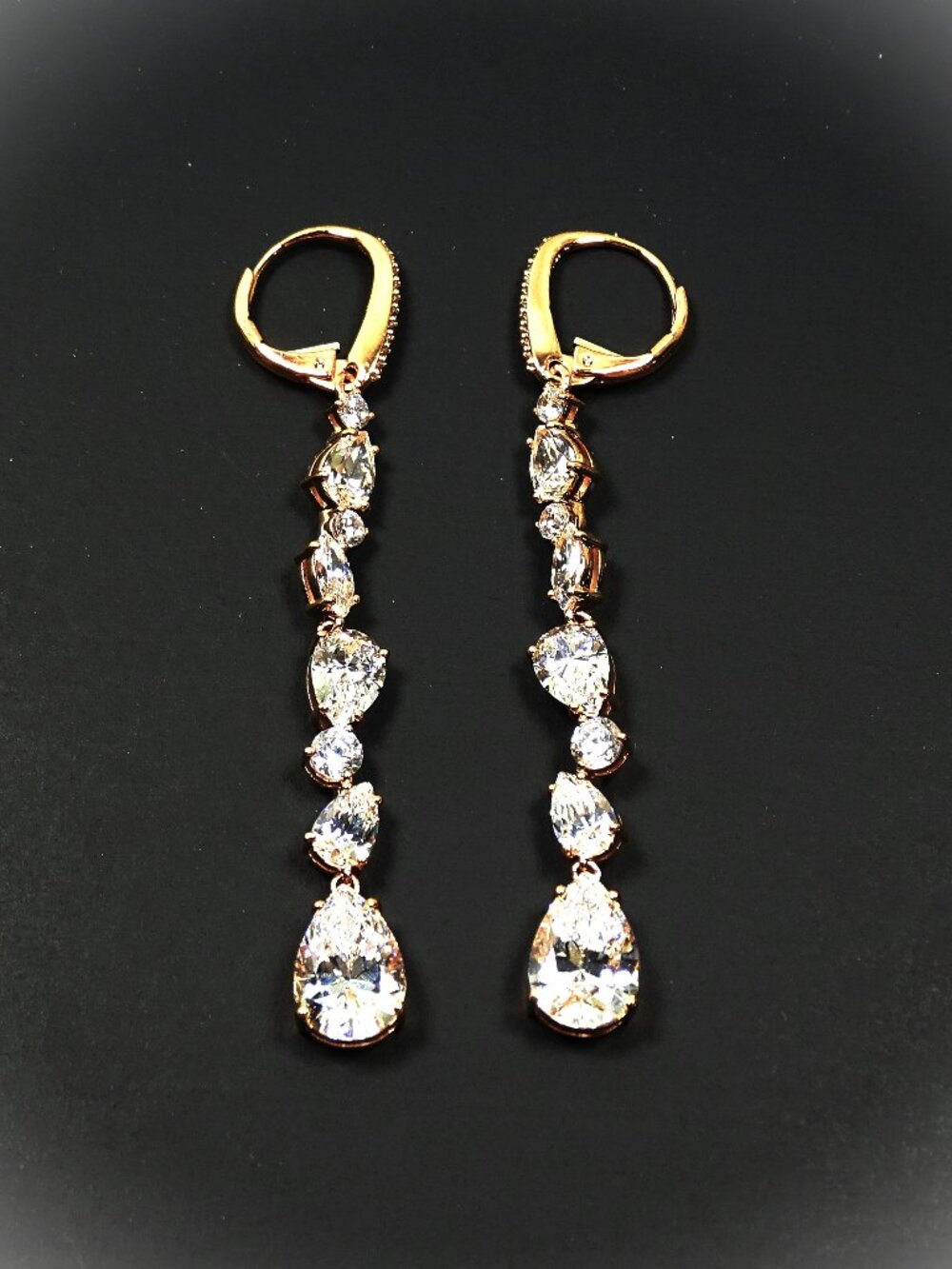 NADRI Yellow Gold Plated & Cubic Zirconia Linear Dangle Earrings